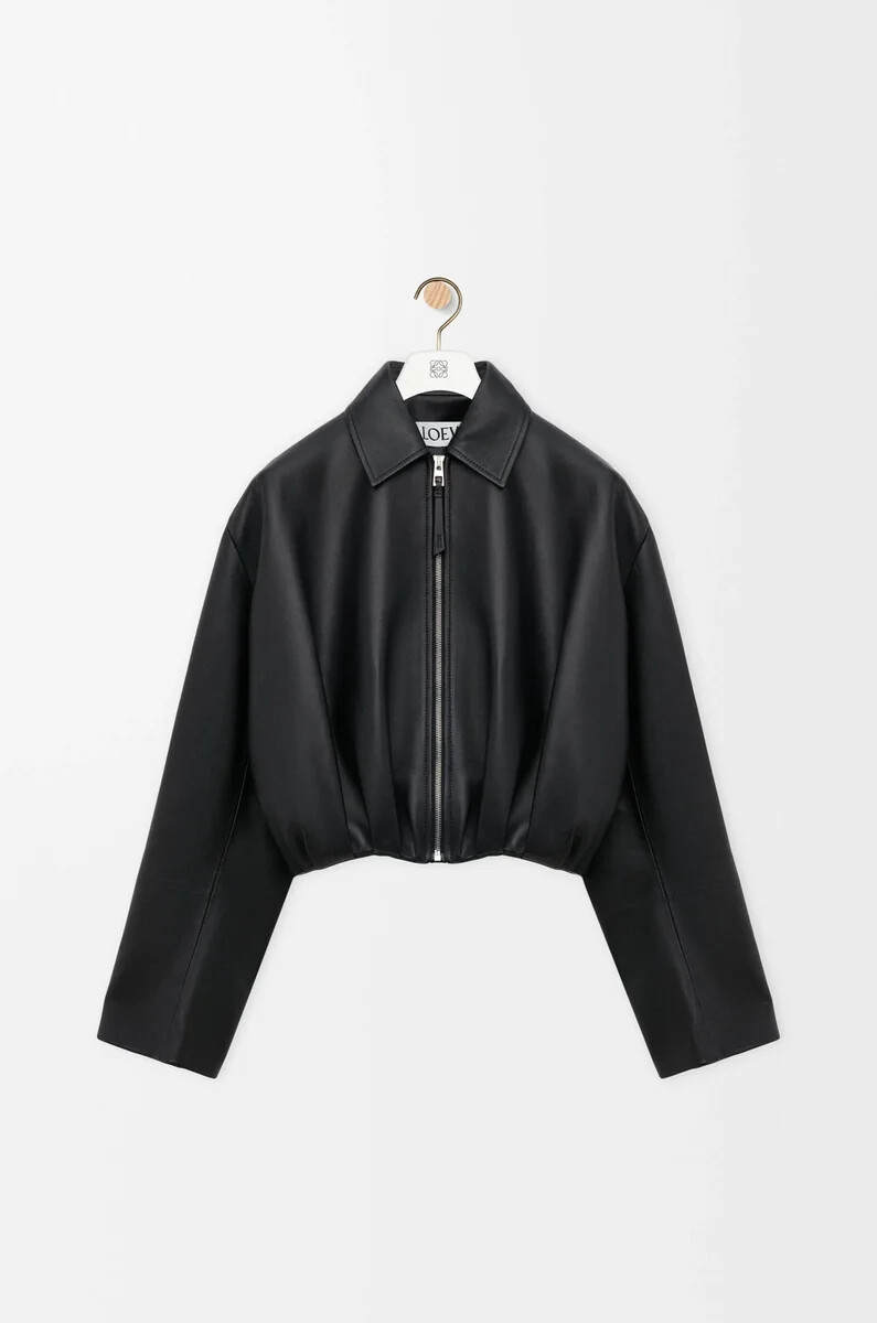 draped jacket in nappa lambskin black