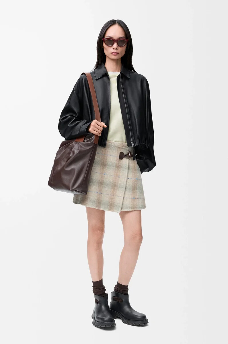 draped jacket in nappa lambskin black