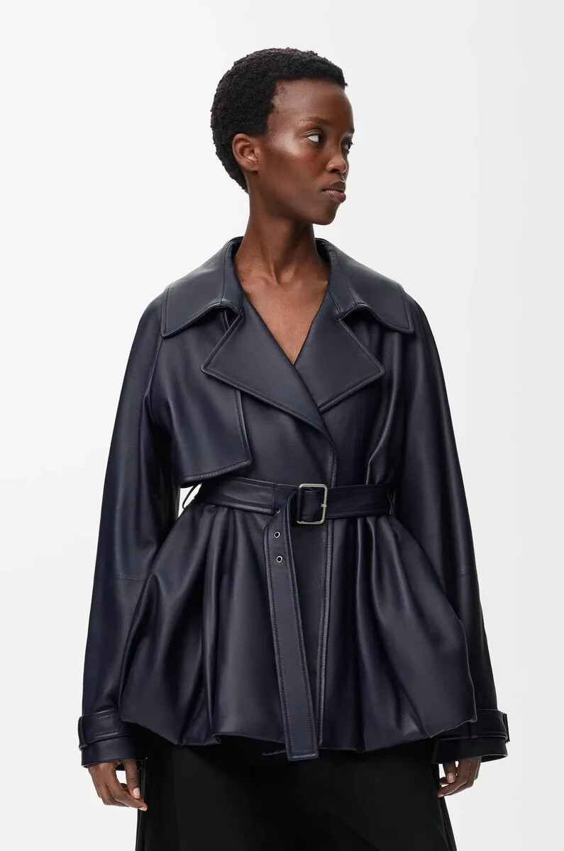 jacket in nappa lambskin navy blue