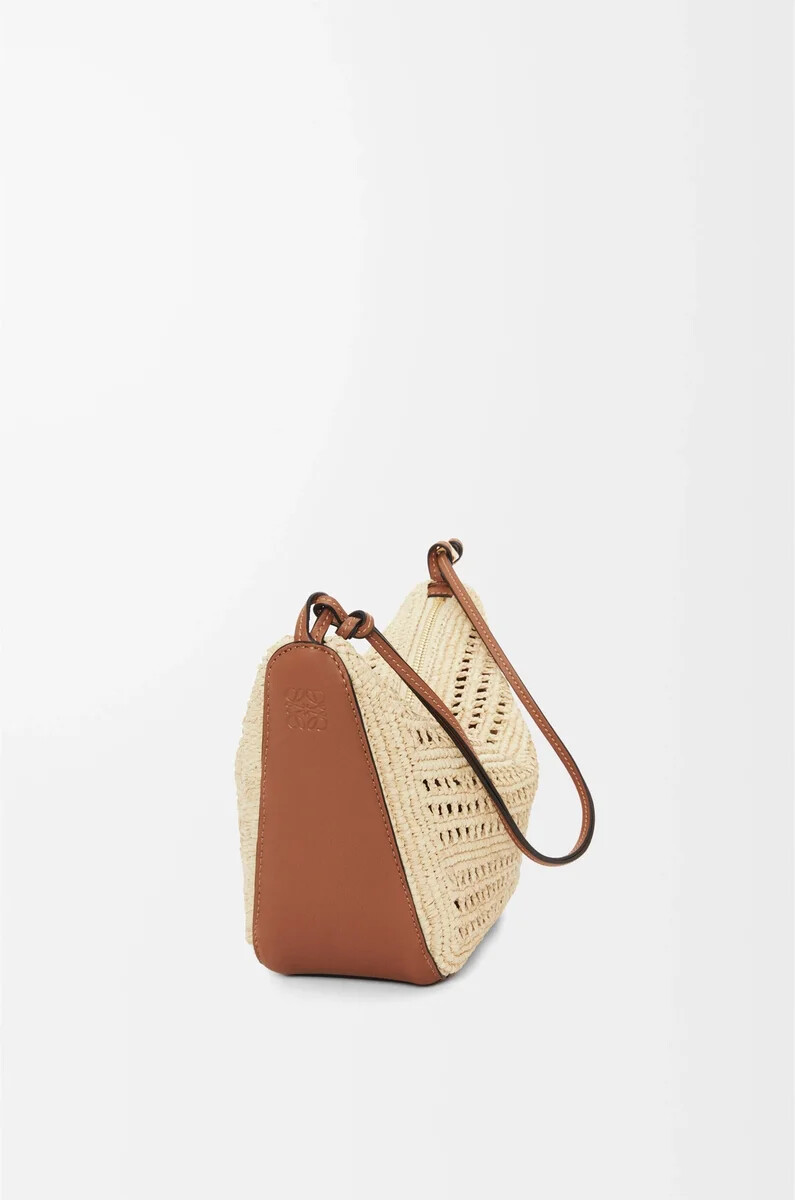 mini hammock hobo in raffia and calfskin tannatural