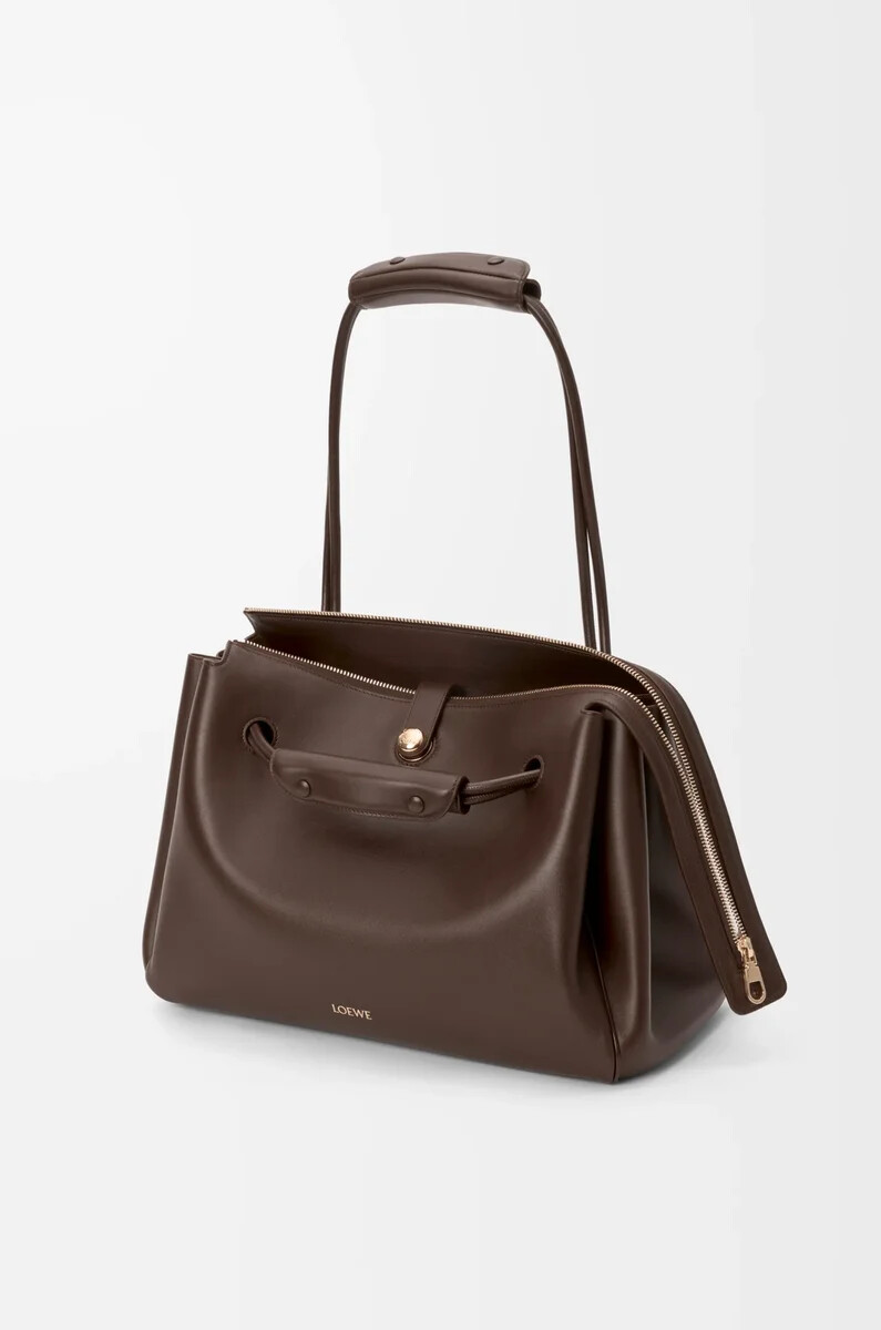 large madrid bag in supple calfskin dark chestnut