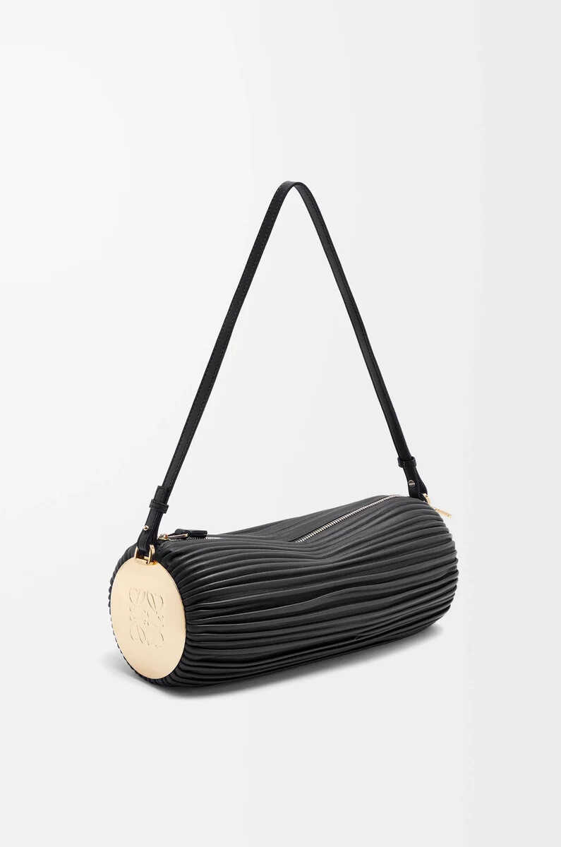 bracelet pouch in pleated nappa black