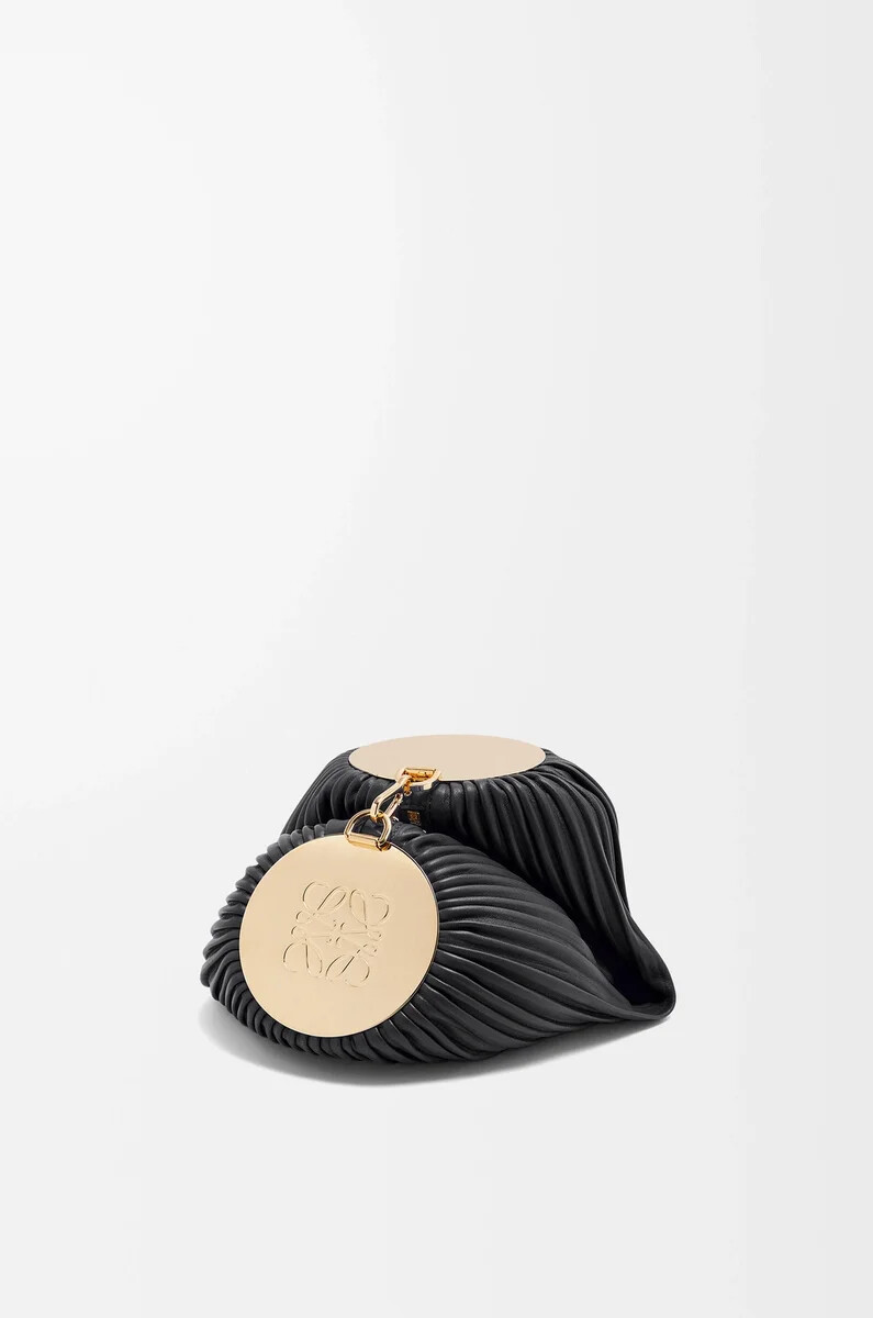 bracelet pouch in pleated nappa black