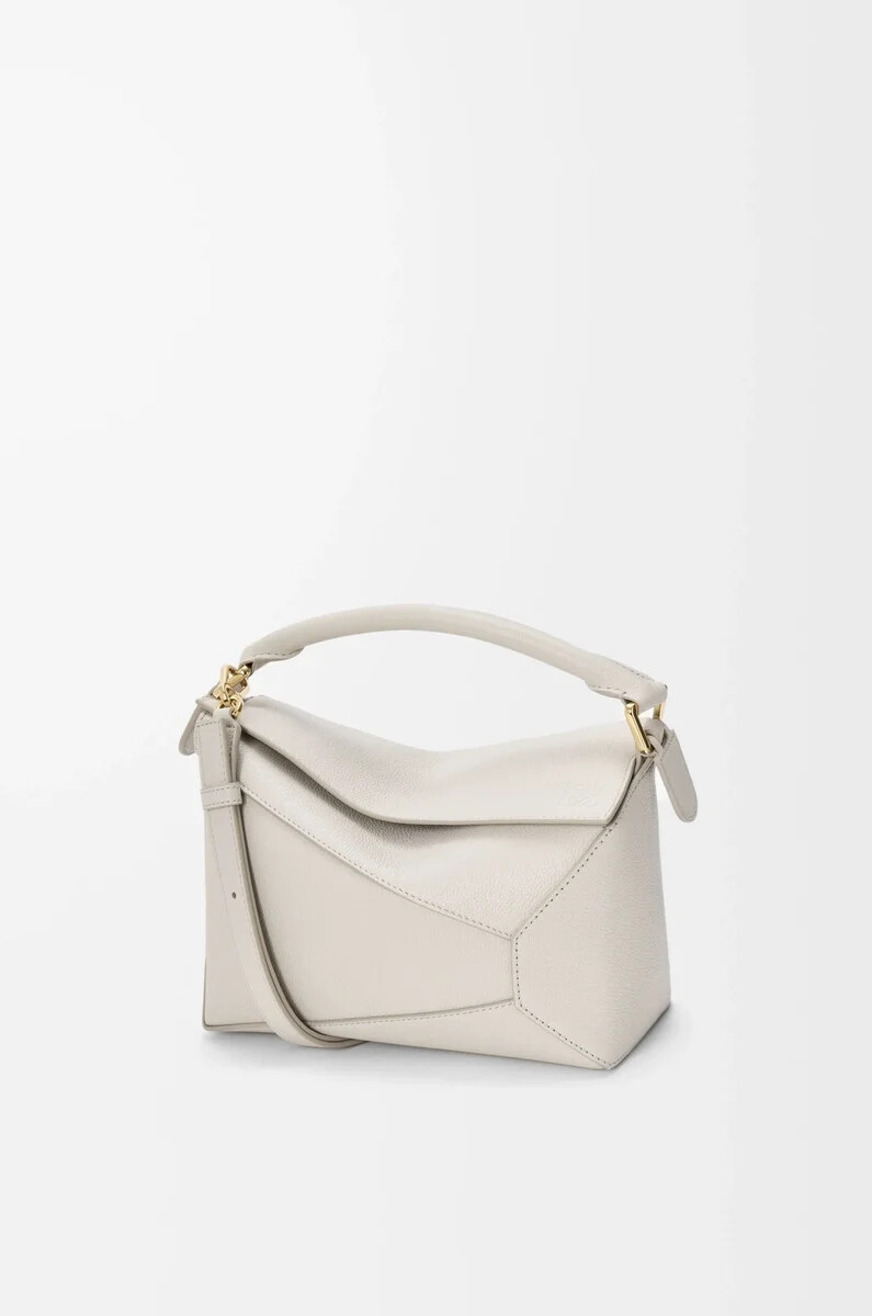 small puzzle edge bag in soft grained calfskin light ghost
