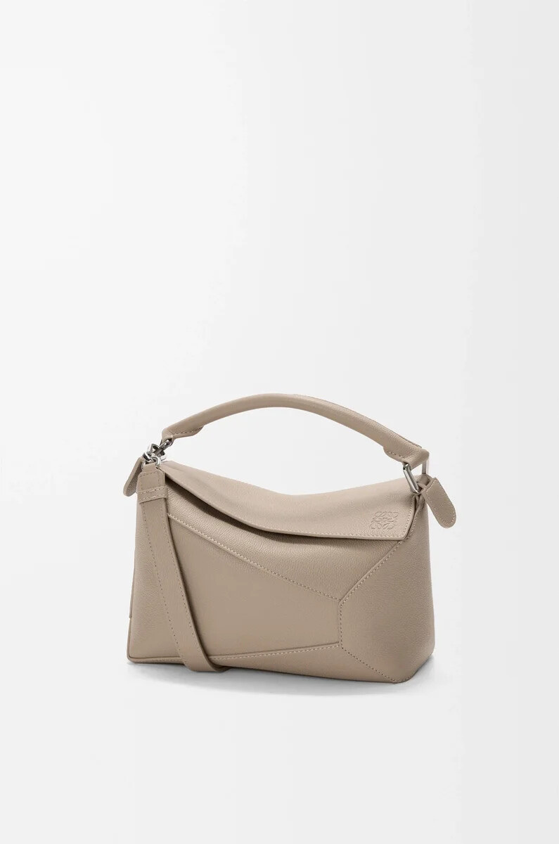 small puzzle edge bag in soft grained calfskin clay