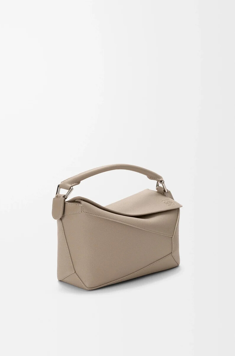 small puzzle edge bag in soft grained calfskin clay