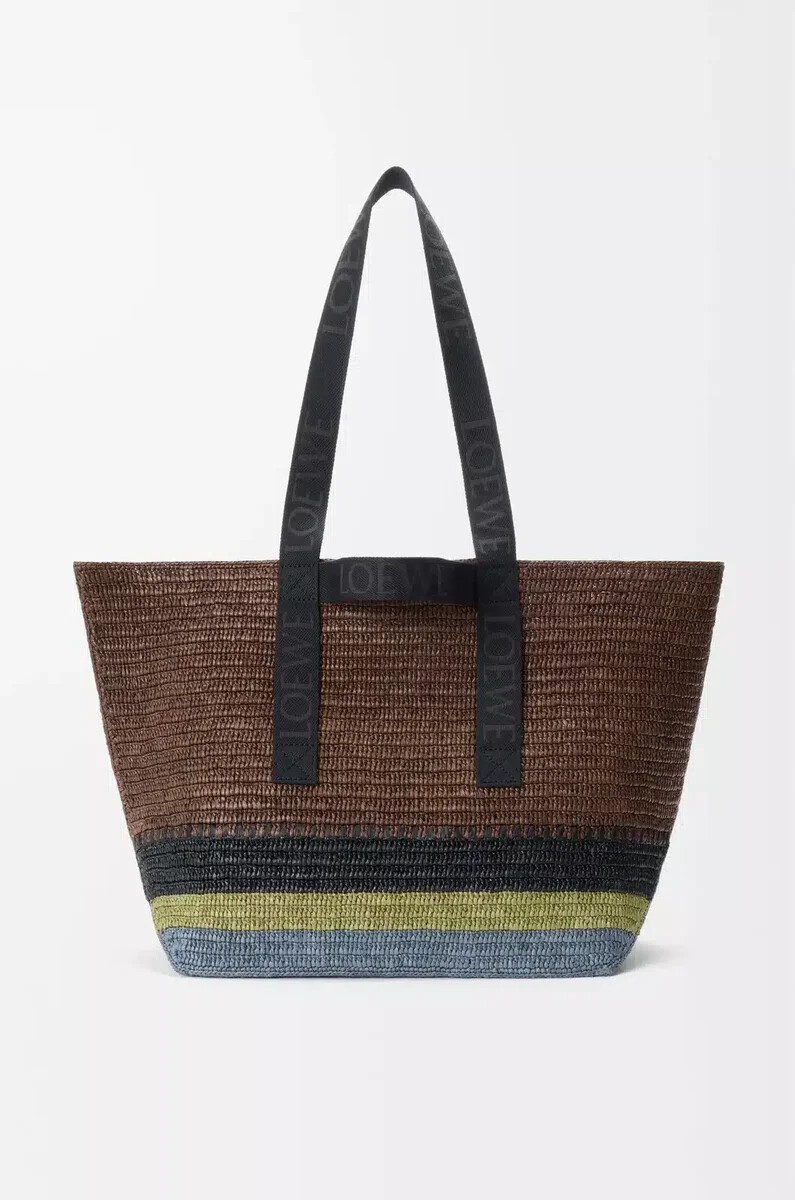 fold shopper in raffia brownmulticolor