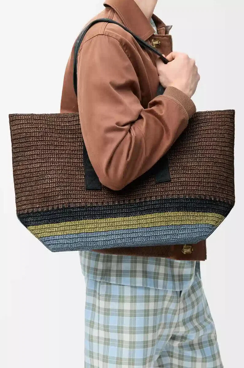 fold shopper in raffia brownmulticolor