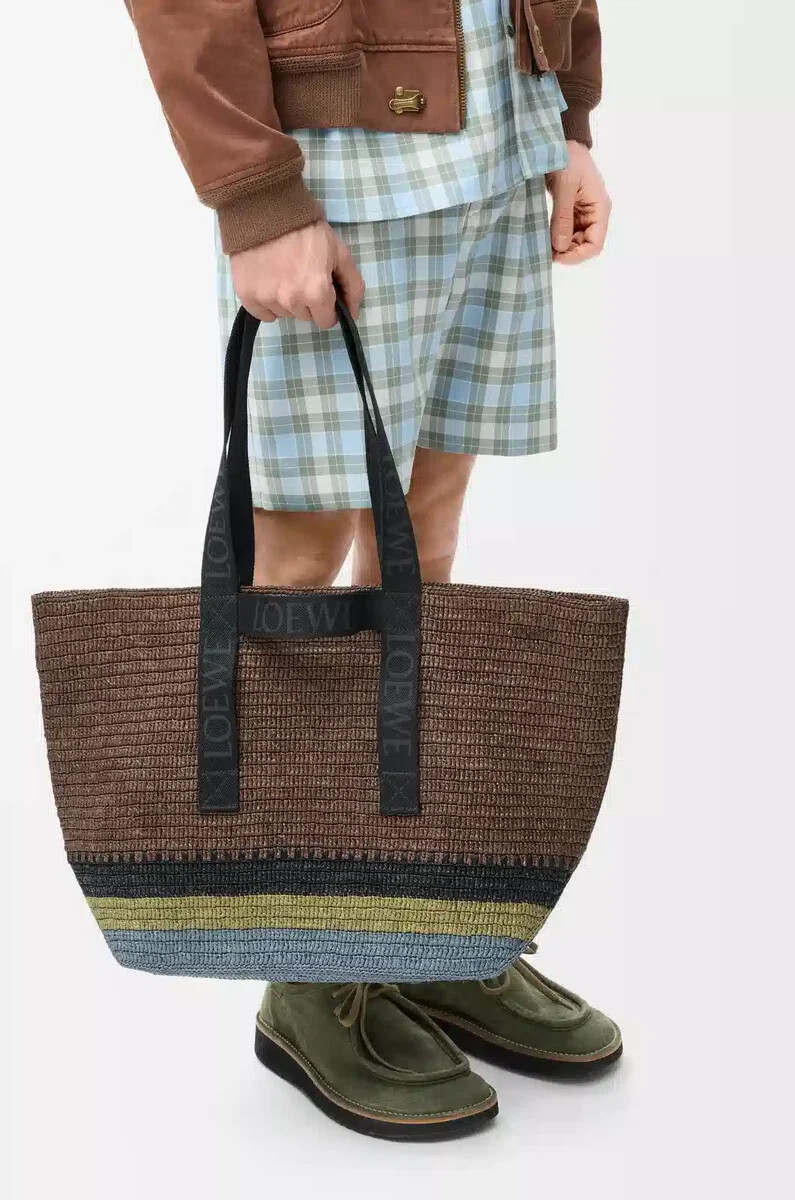fold shopper in raffia brownmulticolor