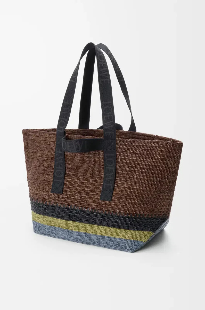 fold shopper in raffia brownmulticolor
