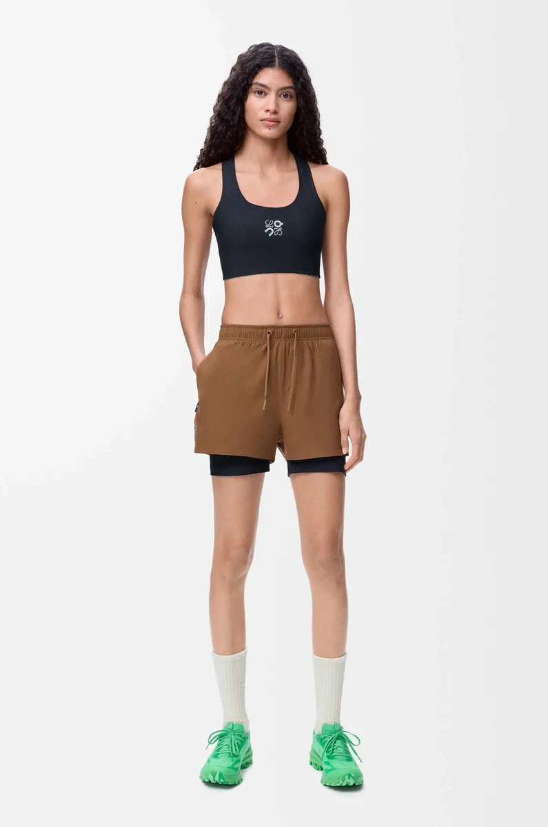 performance shorts in technical shell toffee