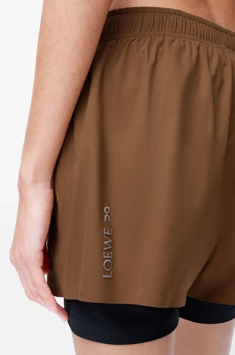 performance shorts in technical shell toffee