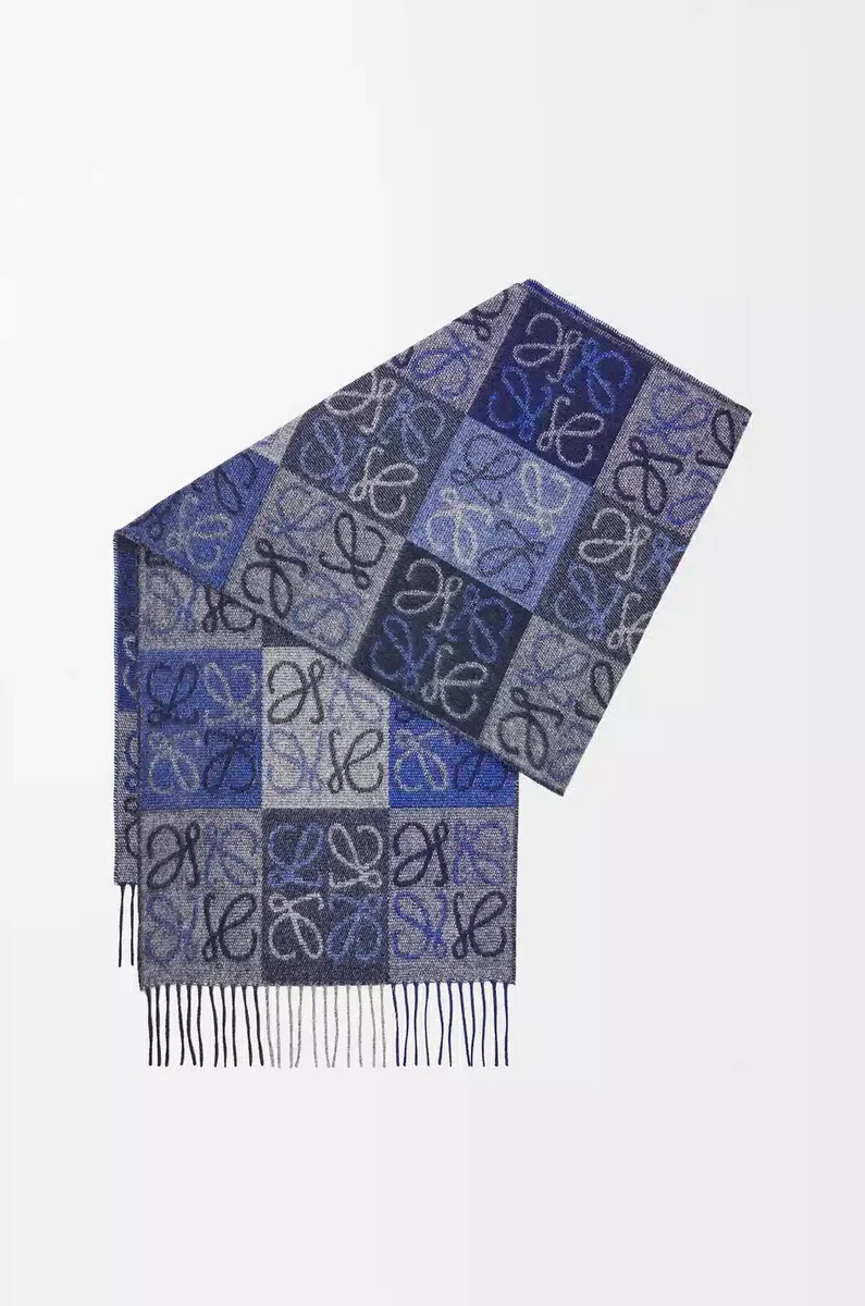 scarf in wool and cashmere blue