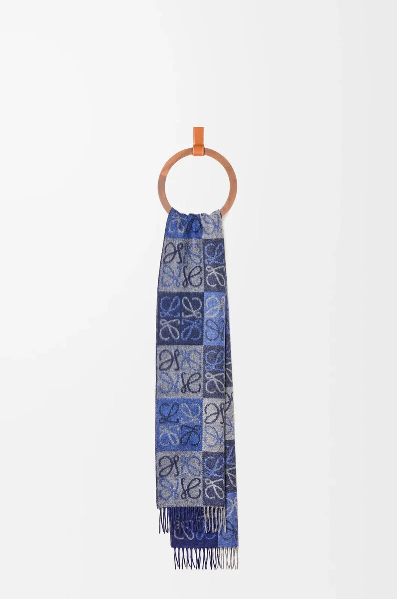 scarf in wool and cashmere blue