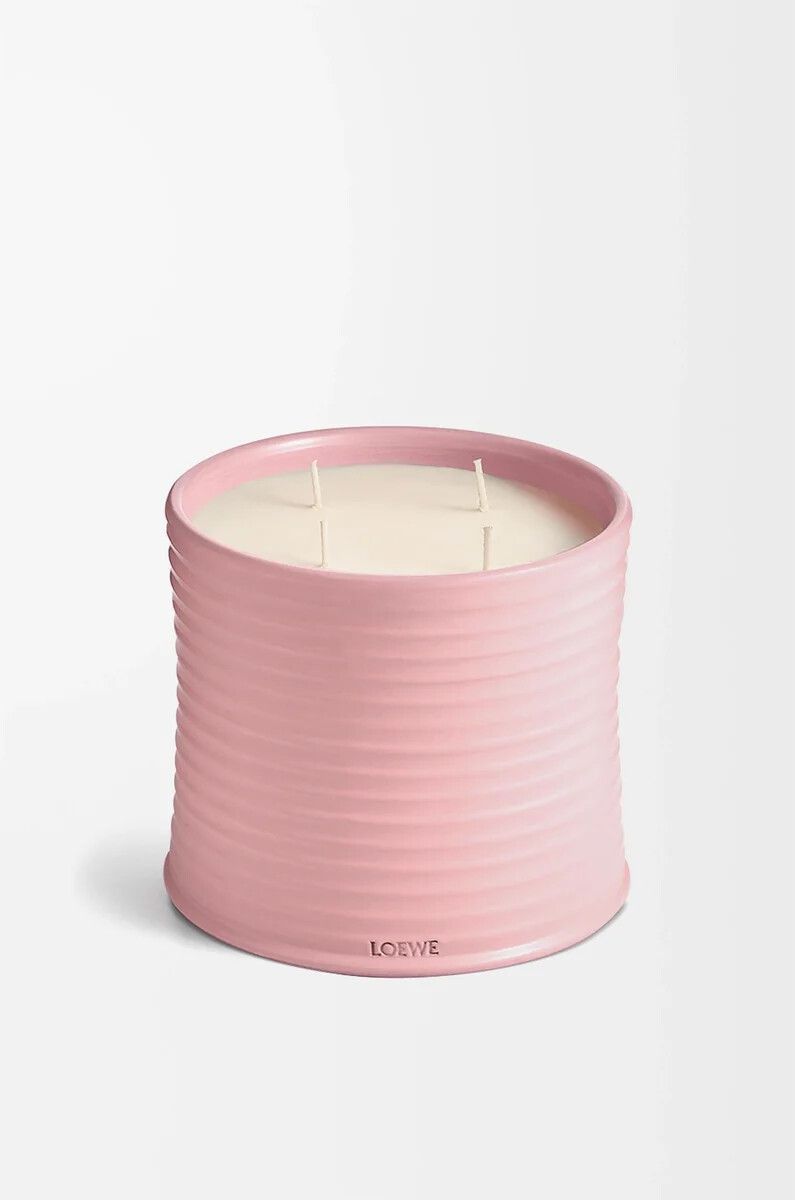 large ivy candle light pink