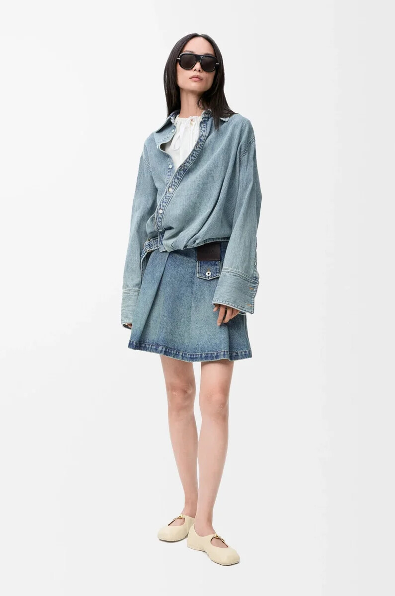 mini skirt in denim washed denim