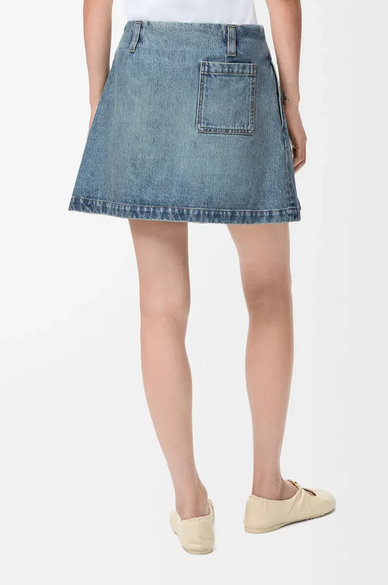 mini skirt in denim washed denim