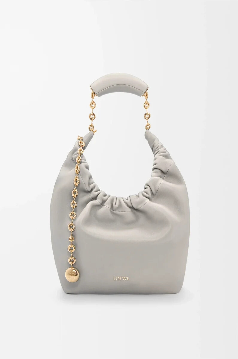 small squeeze bag in mellow nappa lambskin shell grey